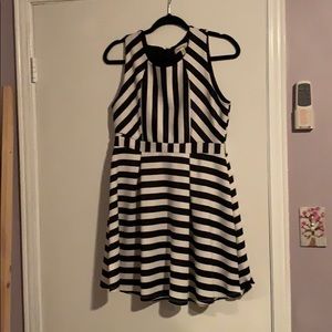black and white lined dress